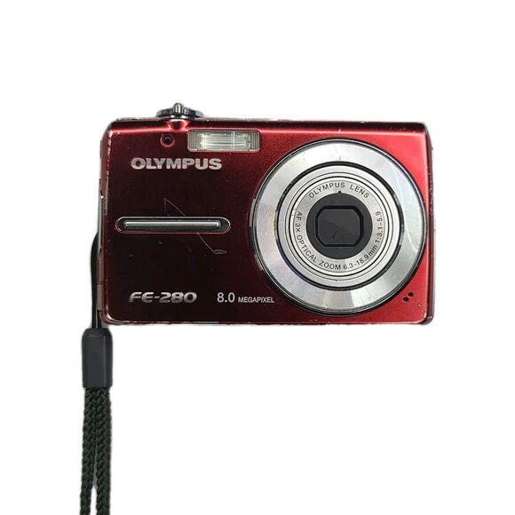 Olympus FE-280 8.0MP Red Digital Camera With Case - Picture 1 of 9